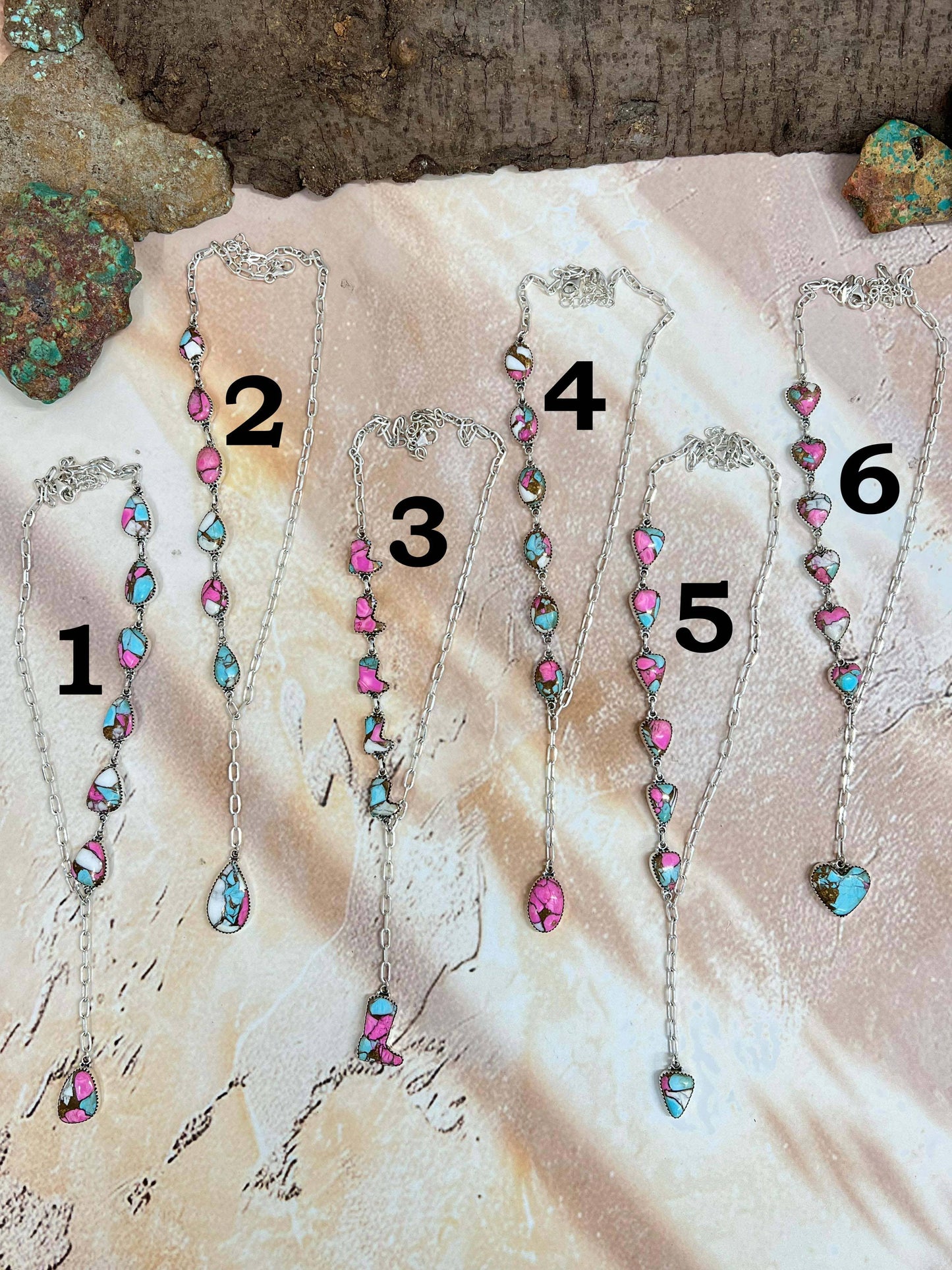 Handmade Sterling Silver Cotton Candy Turquoise Necklace with Signed Nizhoni