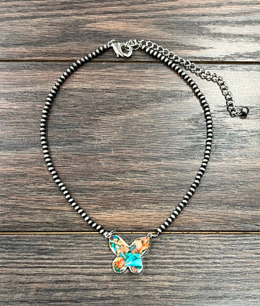 Western Butterfly Gemstone Necklace