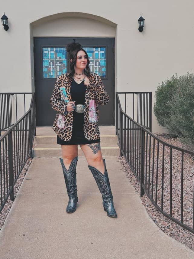 Retro Pop Western Wild West Leopard Blazer