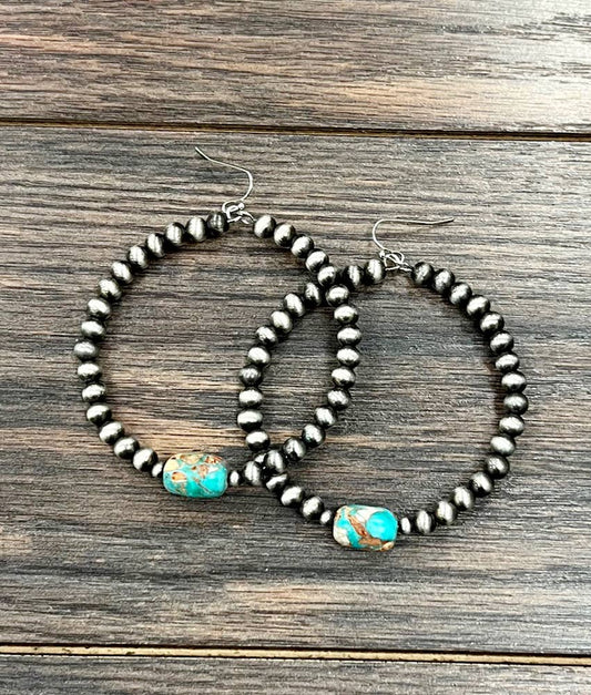 65mm Hoop, Navajo Gemstone Earrings