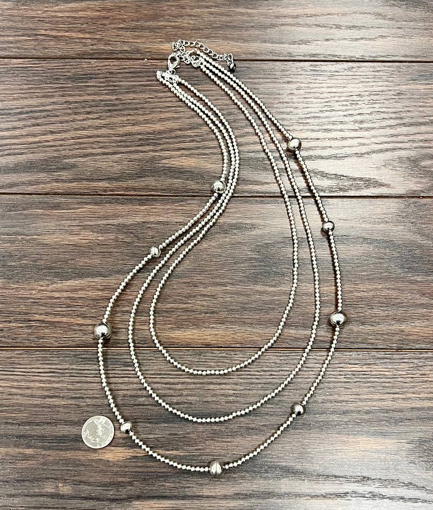 Borger Handmade Silver Navajo Bead Necklace