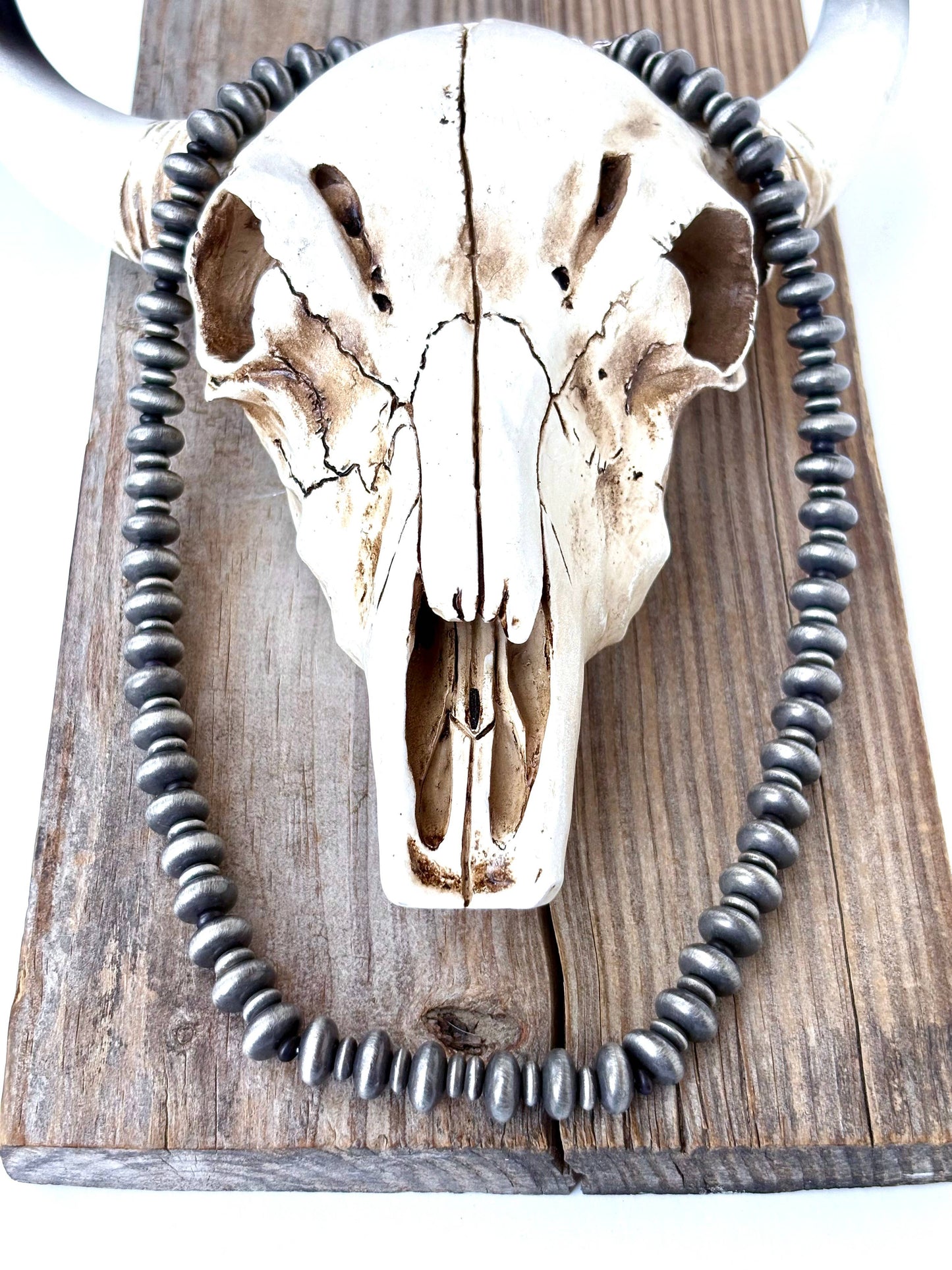 Western Style Flat Navajo Pearl & Stone Beaded Necklace