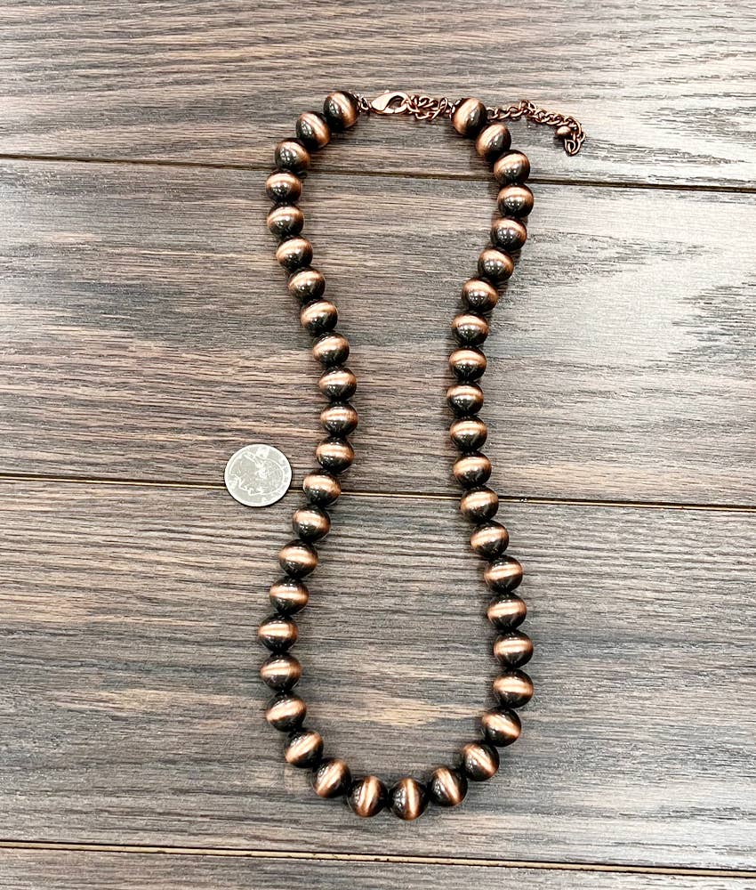731310, Handmade 24" Copper Navajo Bead Necklace