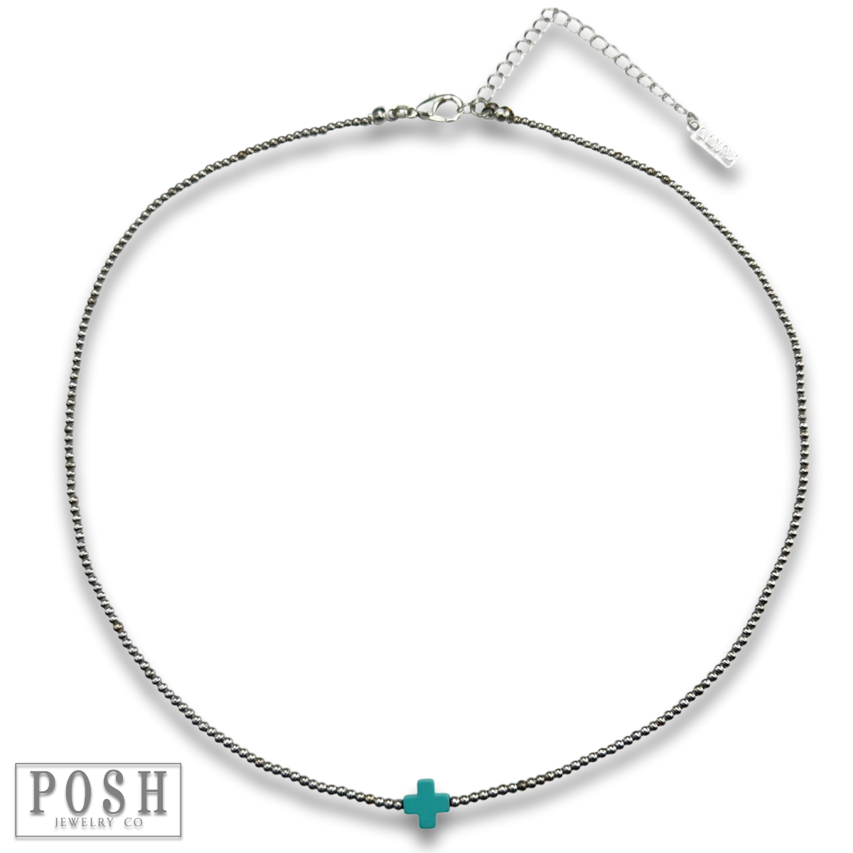 Bead chain cross layering necklace