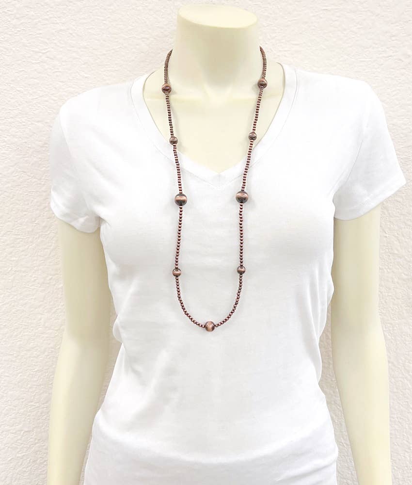 739490, 34-inch Copper Navajo Bead Necklace