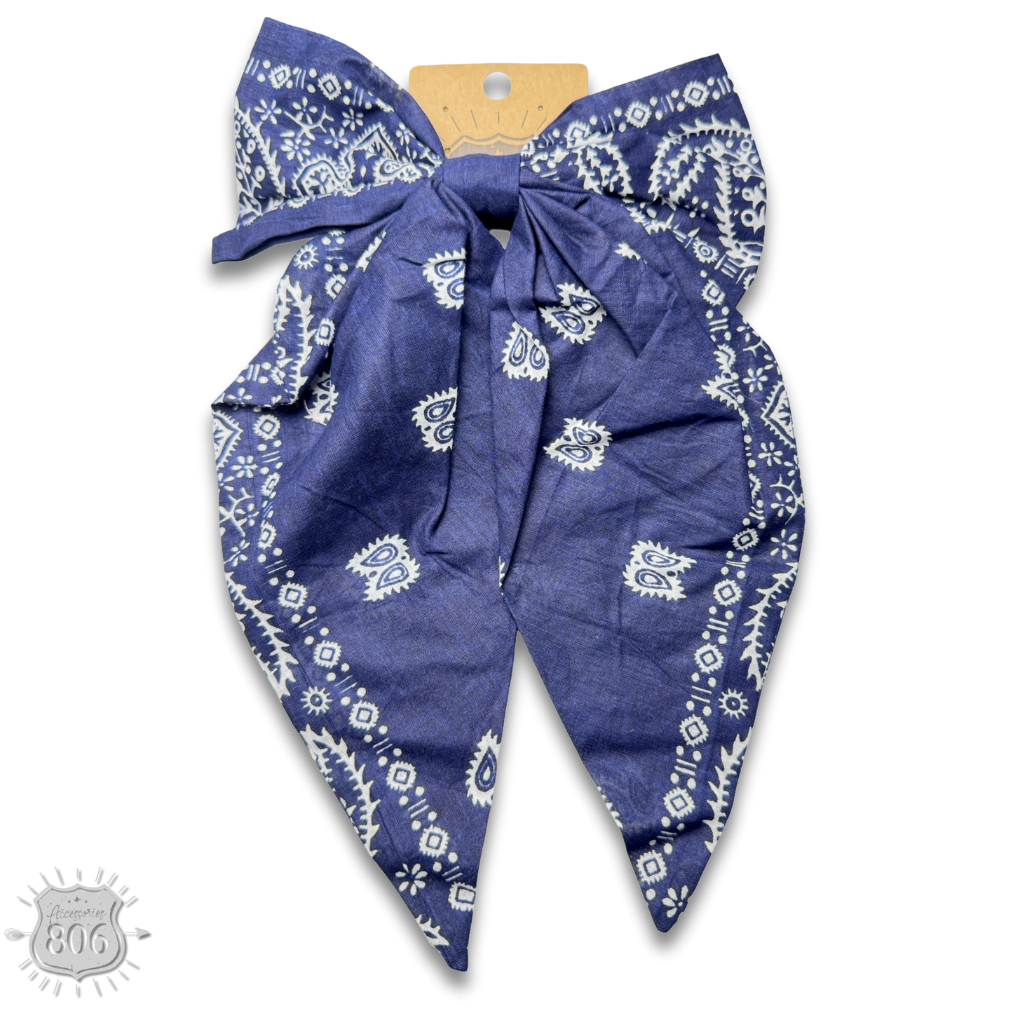 Western bandana print hair bow