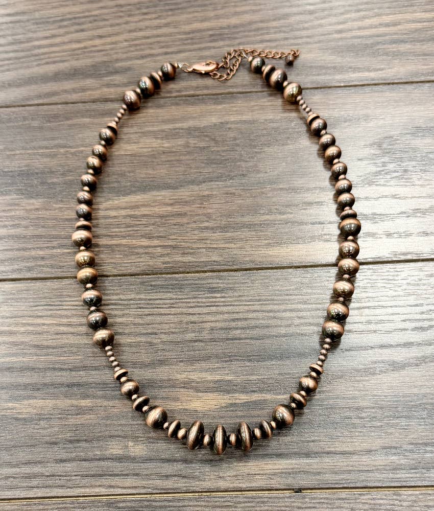 24" Copper Western Bead Necklace