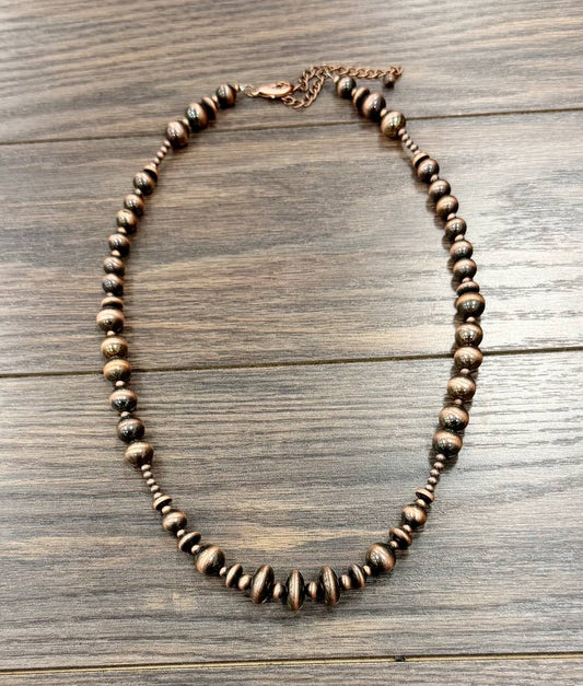 24" Copper Western Bead Necklace