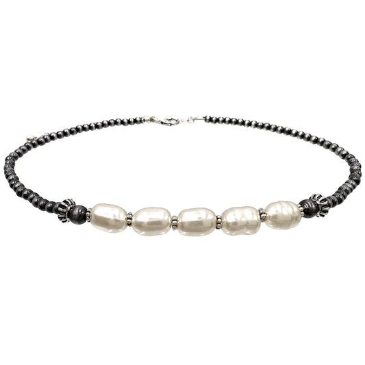 Pearl Navajo Bead Choker Necklace