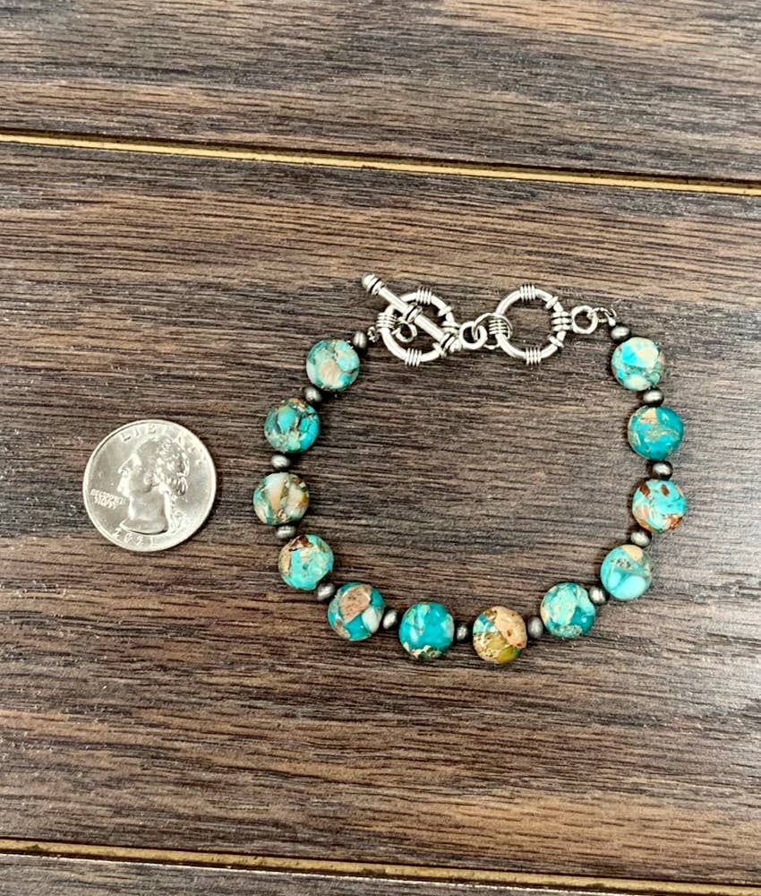 Handmade Round Gemstone Adjustable Bracelet