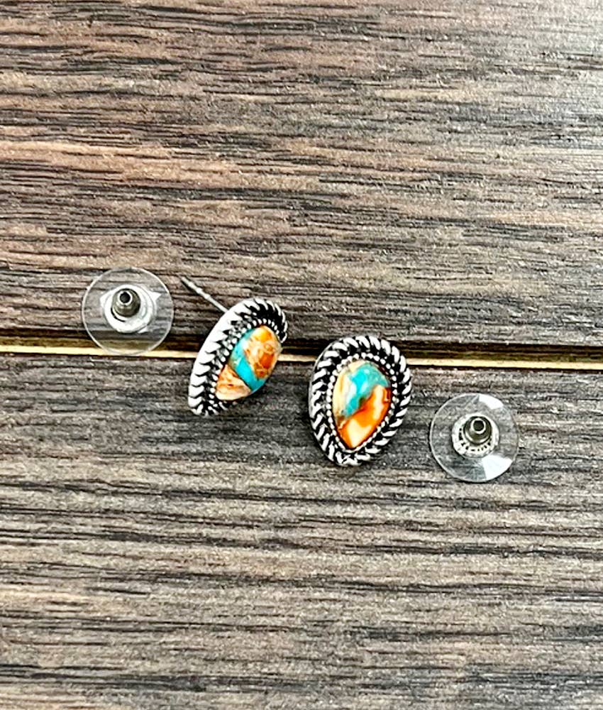 10mm Drop Gemstone Stud Earrings