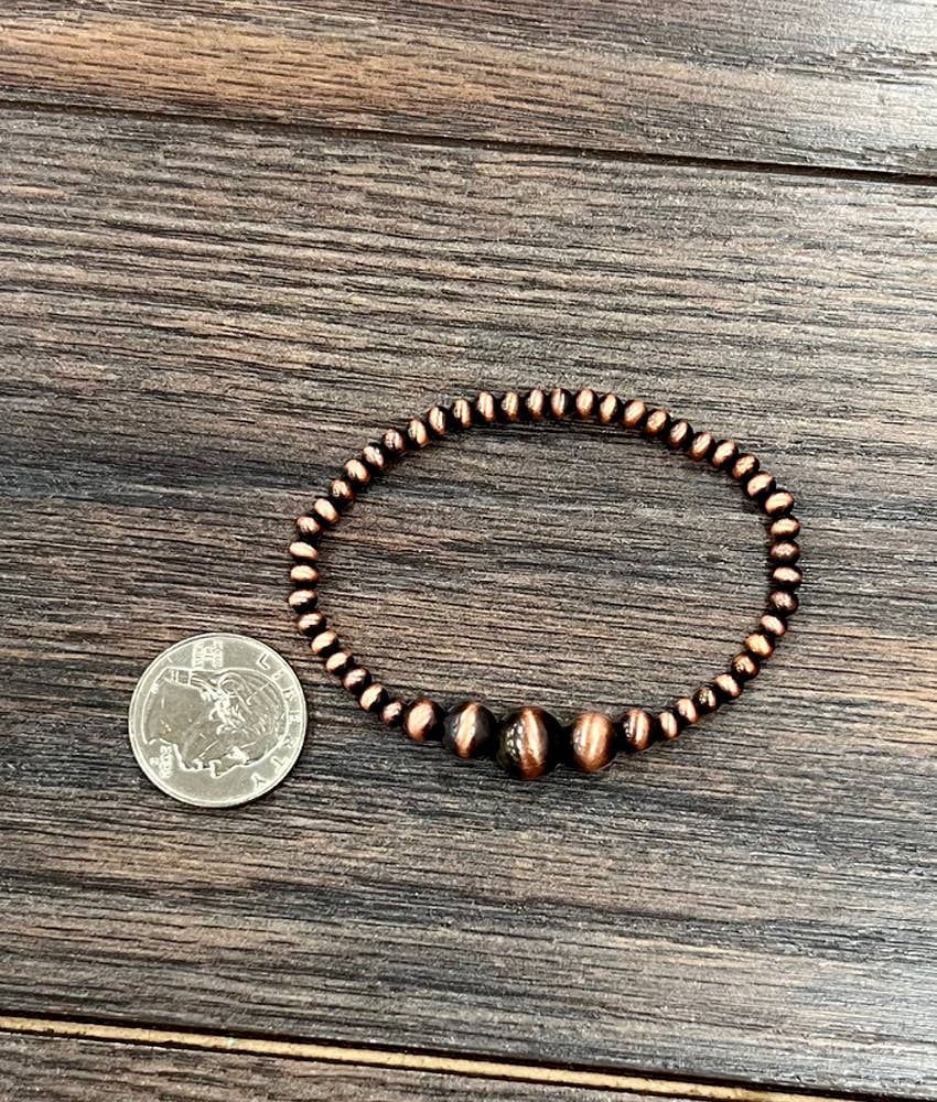 Beasley Handmade Copper Navajo Bead Stretch Bracelet
