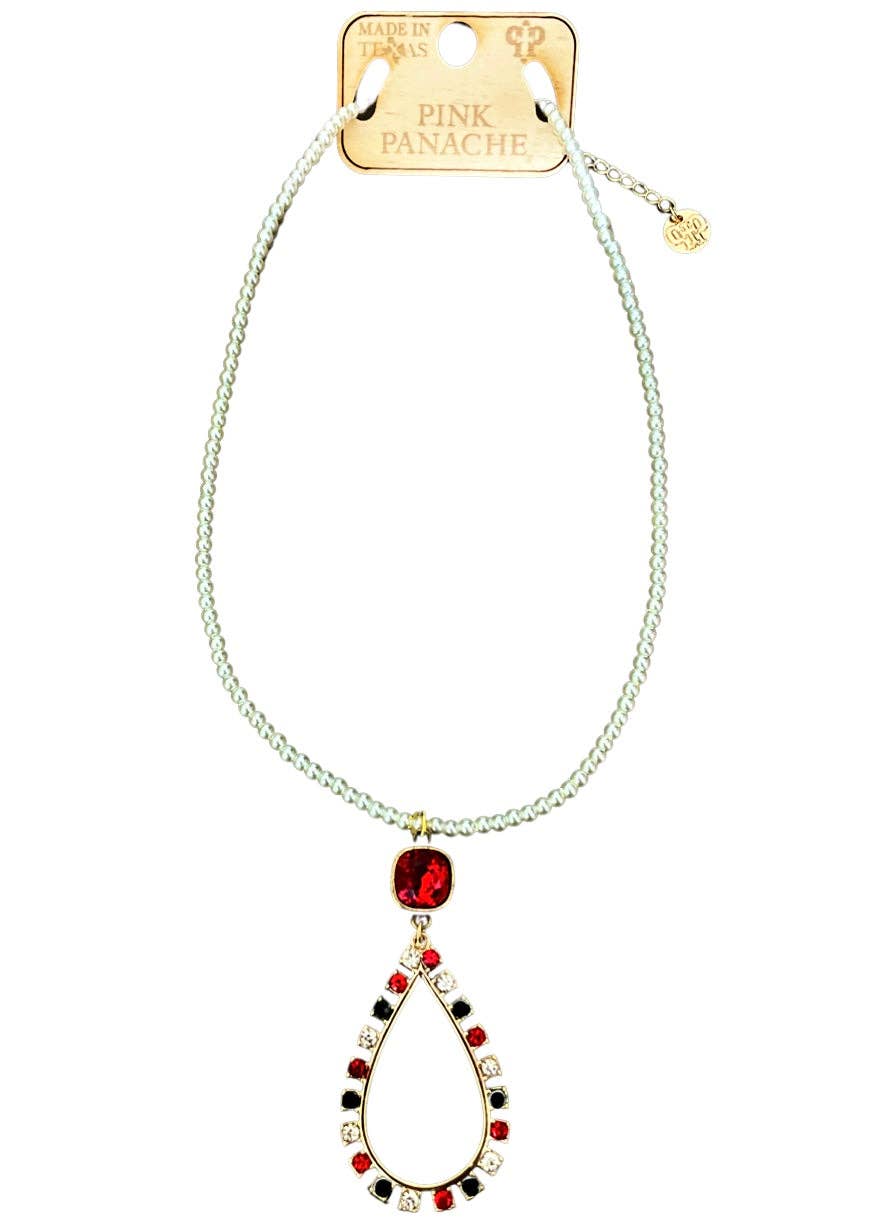 Christmas color rhinestone teardrop necklace, Austrian crystal