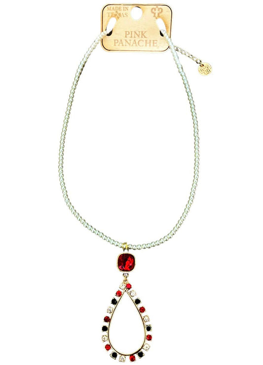 Christmas color rhinestone teardrop necklace, Austrian crystal