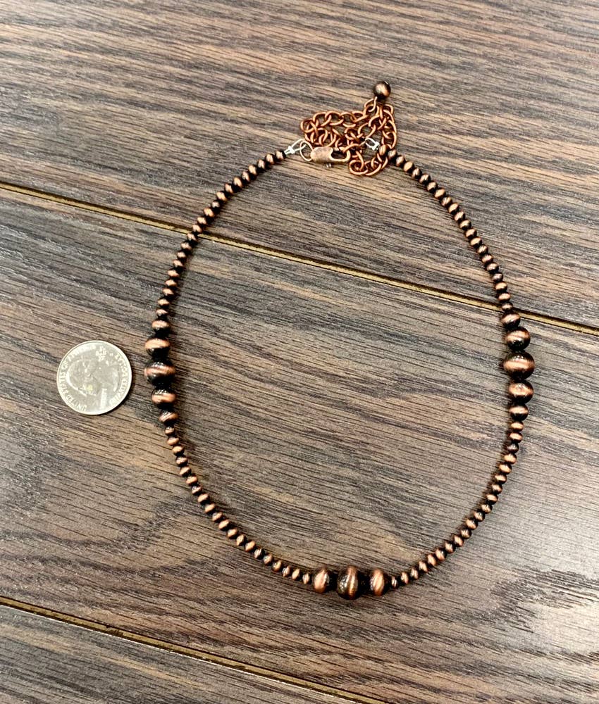 734102, 15" Clustered Copper Navajo Bead Necklace