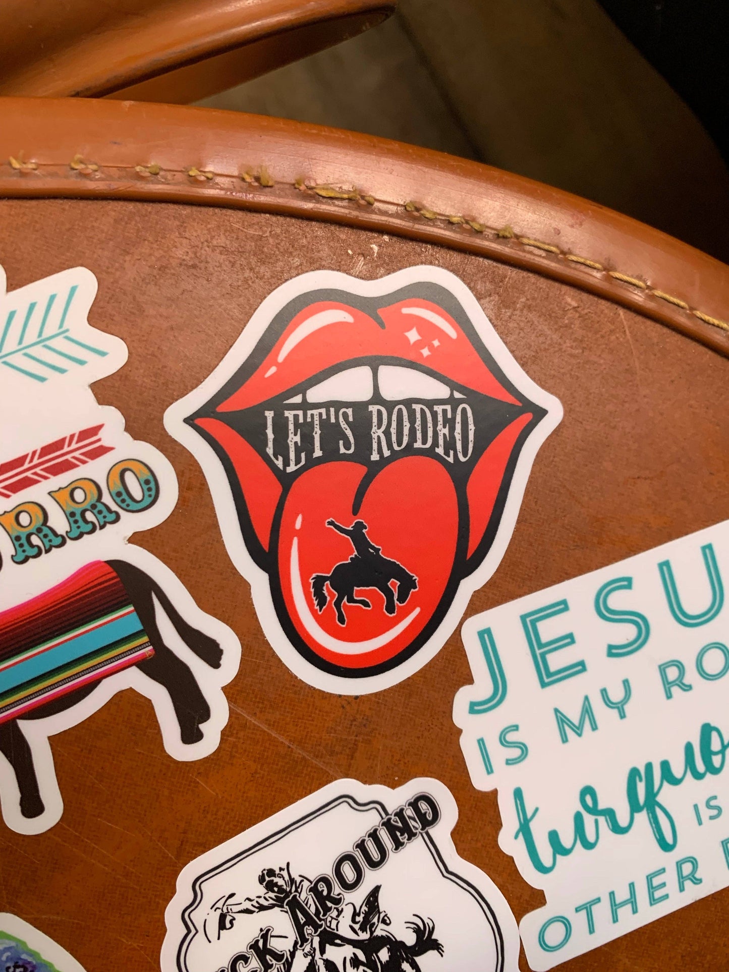 Let's Rodeo lips Bronc sticker