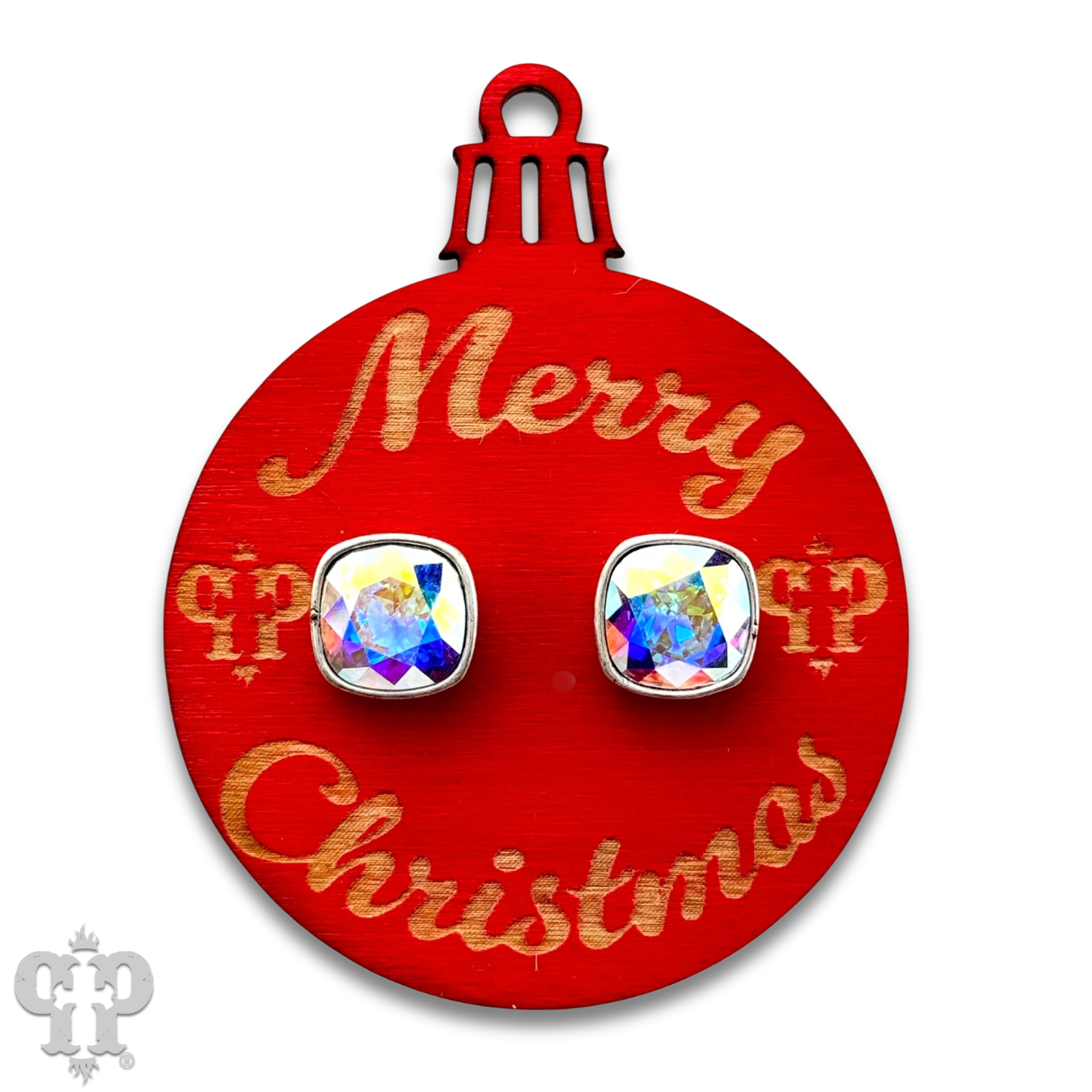 Christmas gift ornament with Austrian crystal post earring