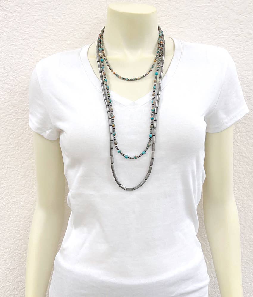 Aubrey Handmade Gemstone, Navajo Bead Necklace
