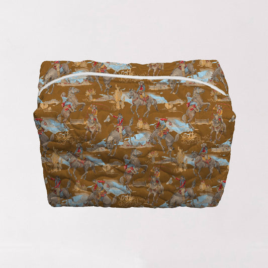 Birdie Cowgirl Gold Quilted Makeup Bag