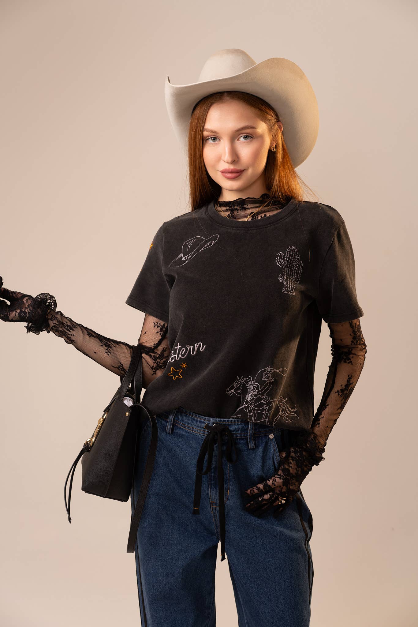 Western Embroidery Mineral Washed T-Shirt