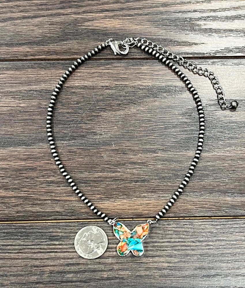 Western Butterfly Gemstone Necklace
