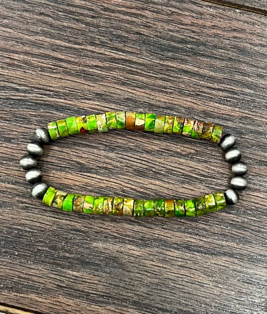 711381, Handmade Navajo Gemstone Stretch Bracelet