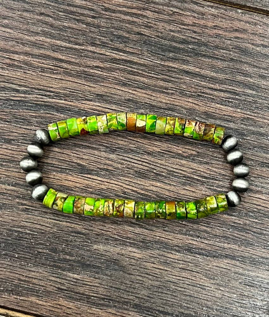 711381, Handmade Navajo Gemstone Stretch Bracelet