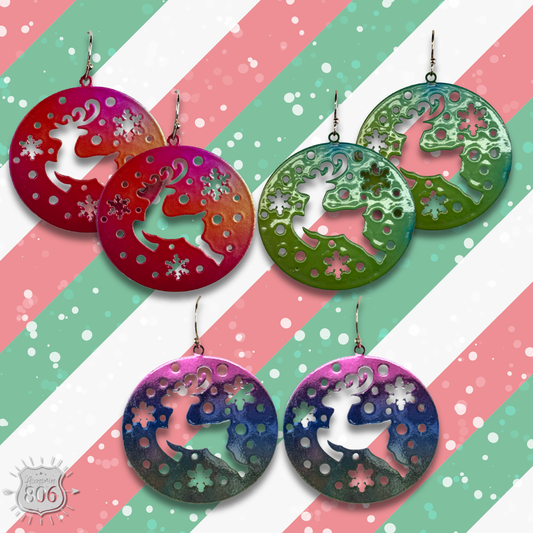 Round reindeer earring
