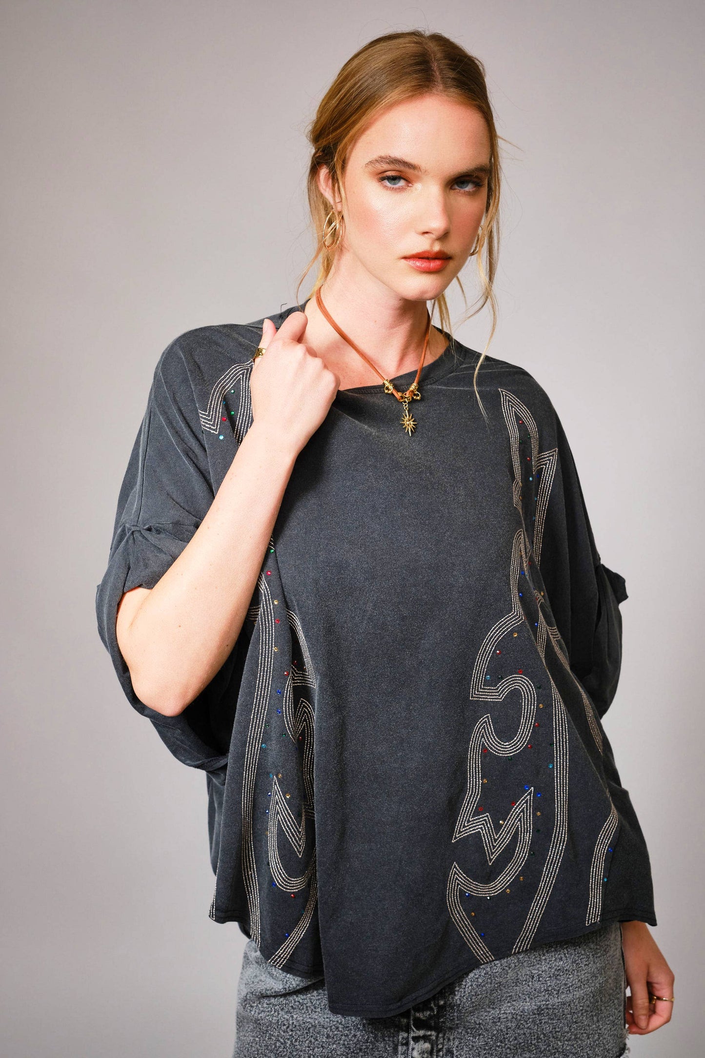 Garment Washed Western Stone T Shirt