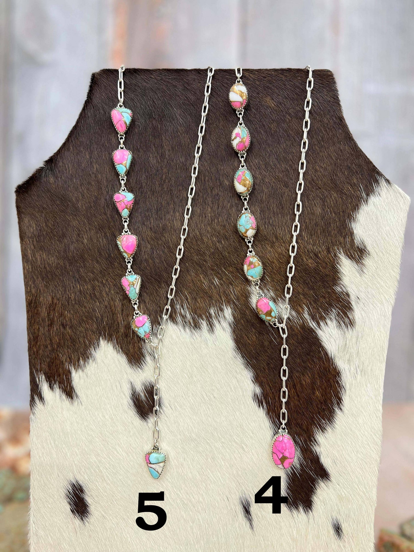 Handmade Sterling Silver Cotton Candy Turquoise Necklace with Signed Nizhoni