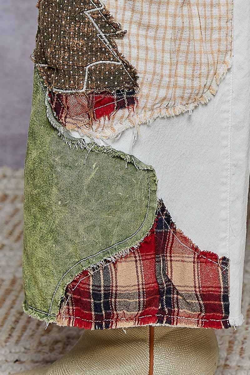Christmas Woodland Patchwork Embroidered Wide Leg Pants