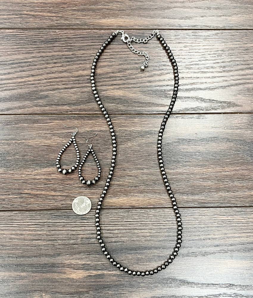 Alamo Polish Navajo Bead Necklace Earrings Set