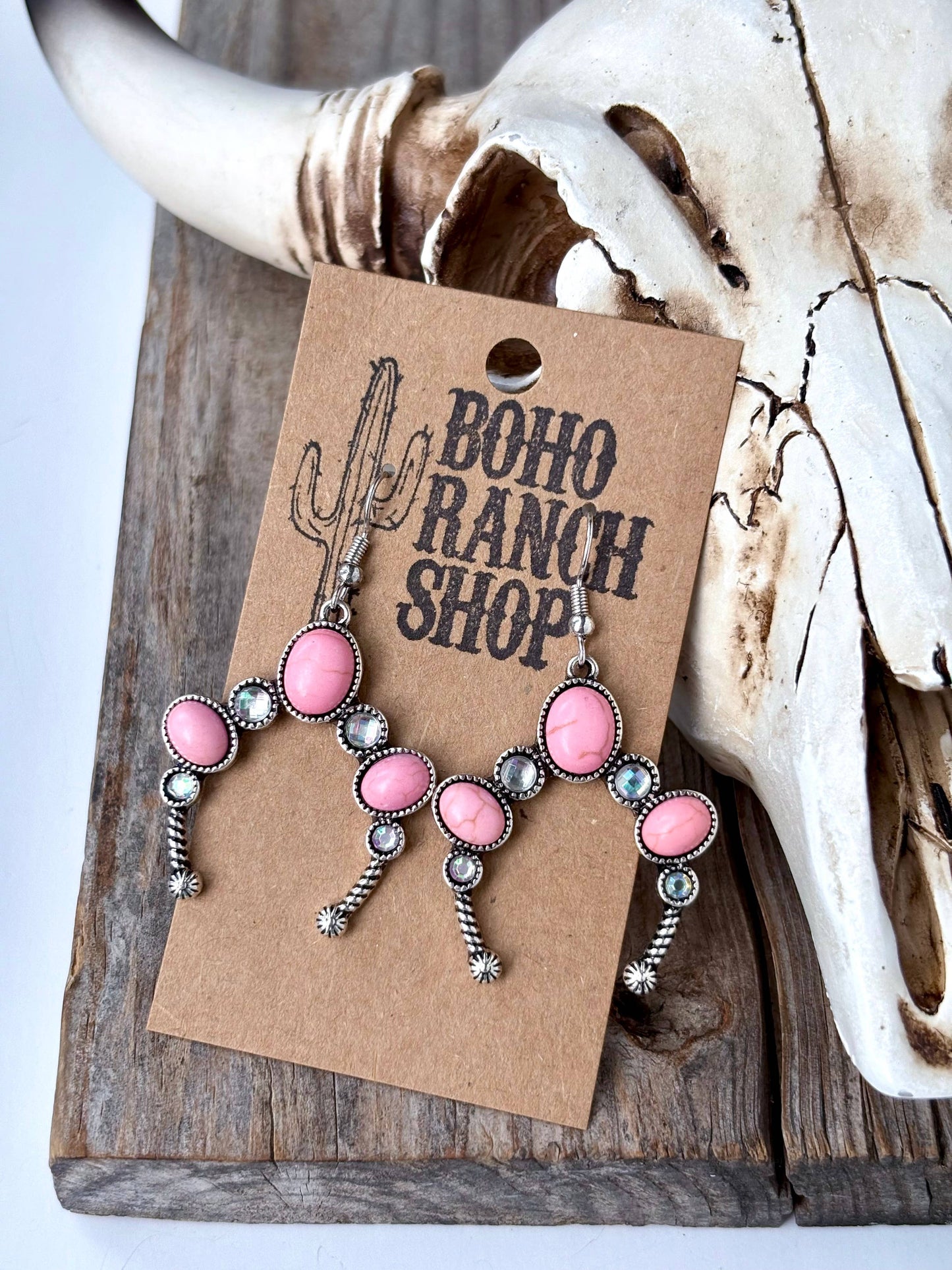 Western Squash Blossom with Stone Drop Earrings