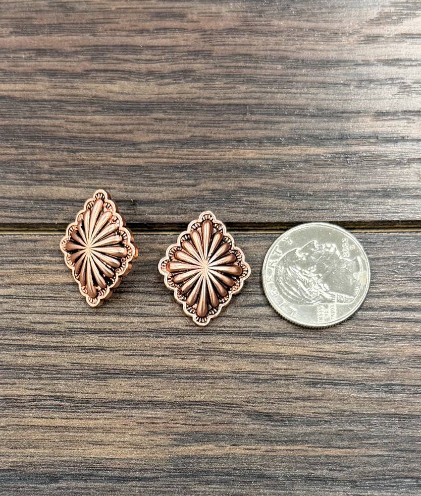 1" Brass Concho Stud Earrings