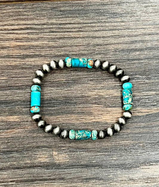 711605, Handmade Navajo Gemstone Stretch Bracelet