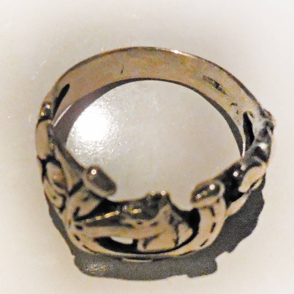 Lucky Horseshoe & Flowers Ring