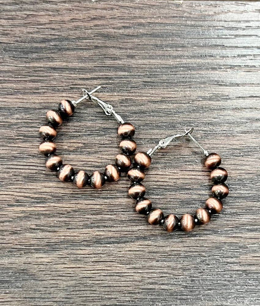 6mm Copper Western Bead Hoop Earrings