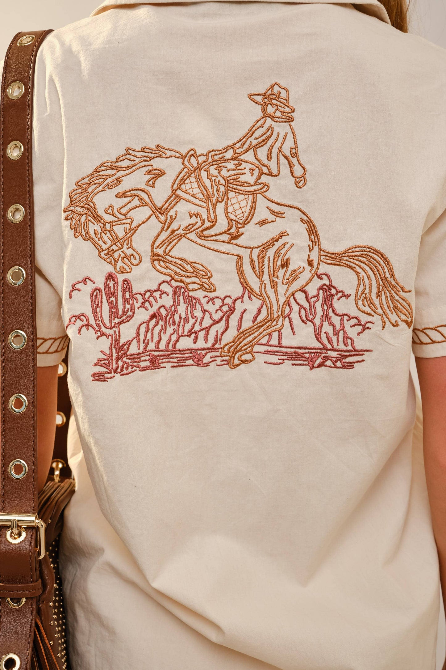 Western Embroidered Shirt Shorts Set