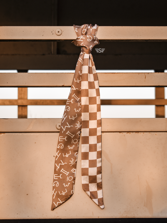 Neutral Checked Brand Twilly