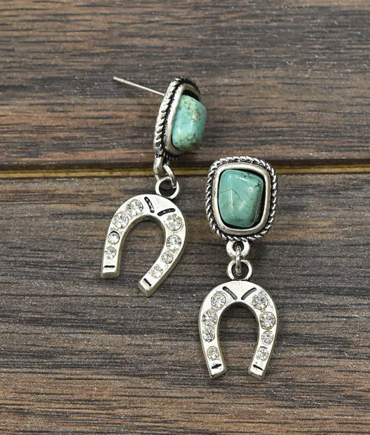 Western Horseshoe Crystal Post Earrings