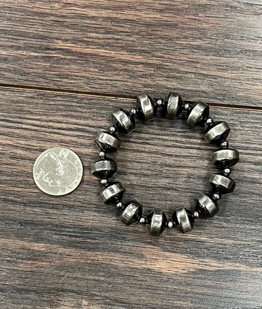 711662, Handmade Rondelle Polish Navajo Stretch Bracelet