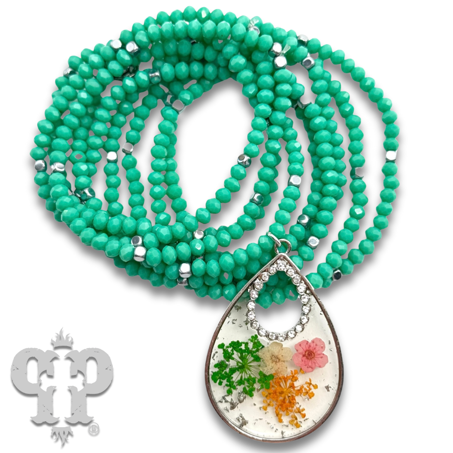 Pressed flower charm bracelet