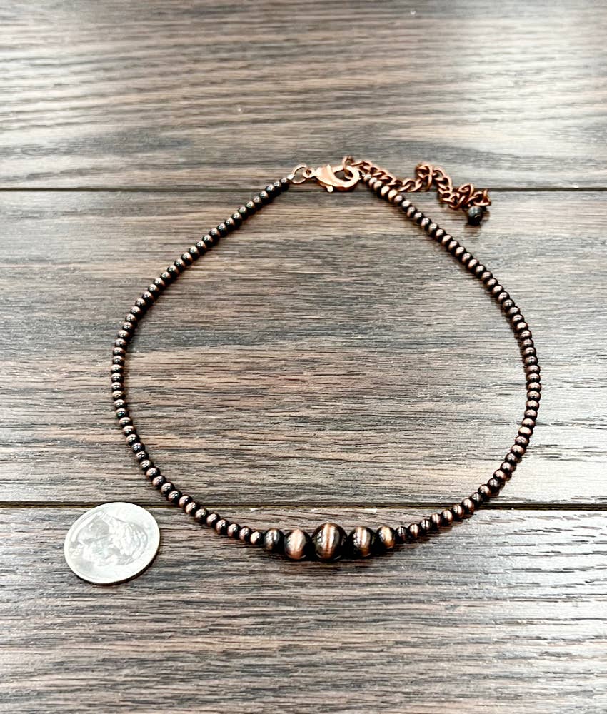 15" Copper Western Bead Necklace