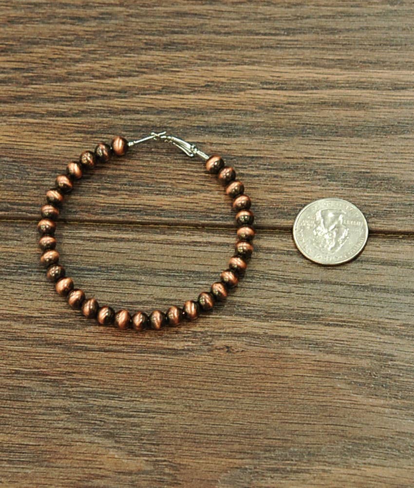 6mm Copper Western Bead Hoop Earrings