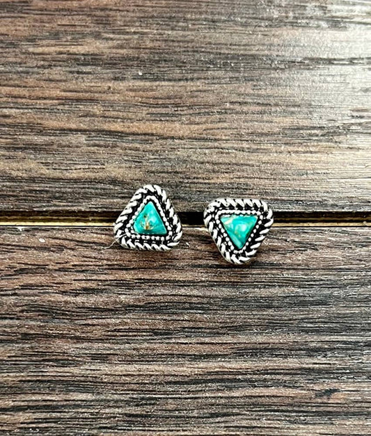 Triangular Gemstone Stud Earrings