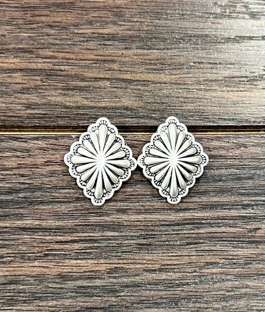 1" Brass Concho Stud Earrings