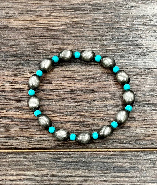10mm Oval Western Bead Stretch Bracelet