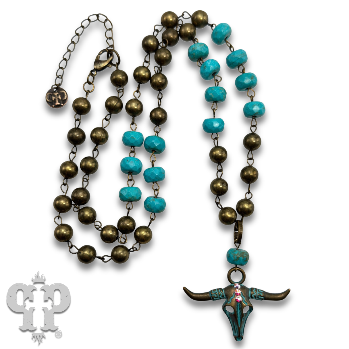 Longhorn and rhinestone necklace