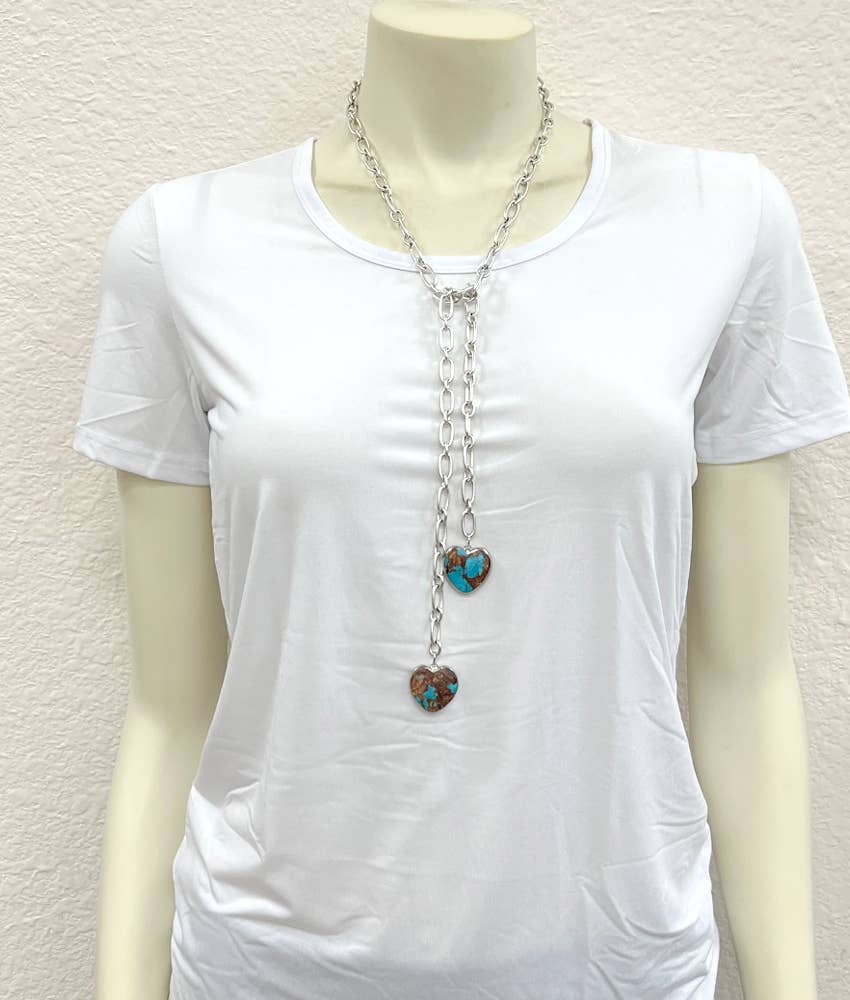 Bovina Heart Gemstone Tied Necklace