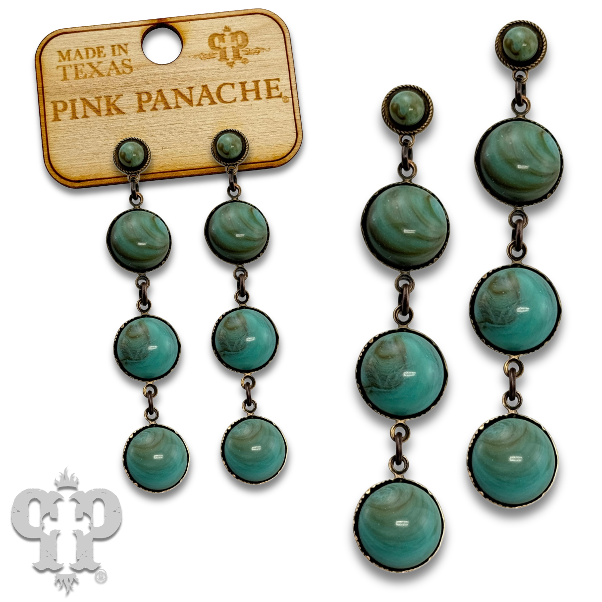 Turquoise cabochon drop earring